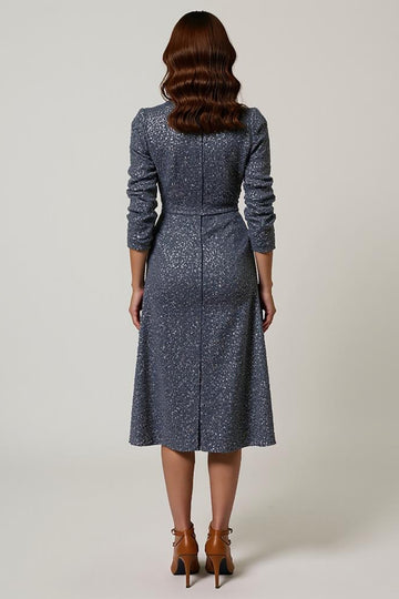 Sparkly Sequins V Neck Midi Work Dress